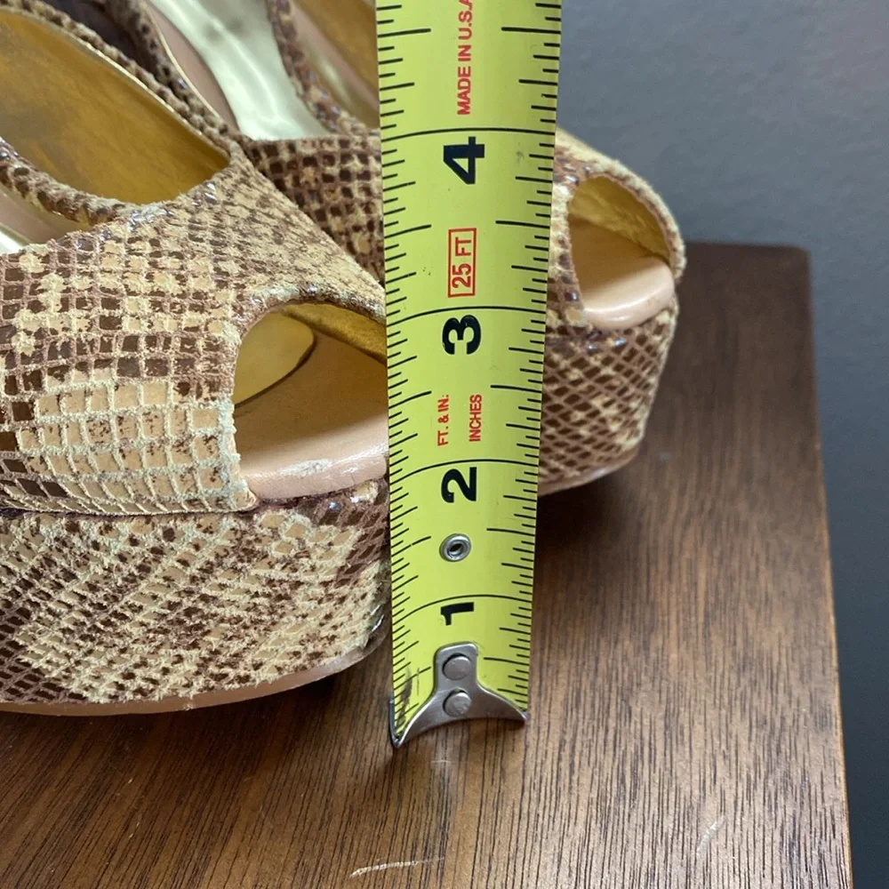 Ted Baker London Leuzea Snakeskin Open Toed Cork Platform Shoes, Women’s 8